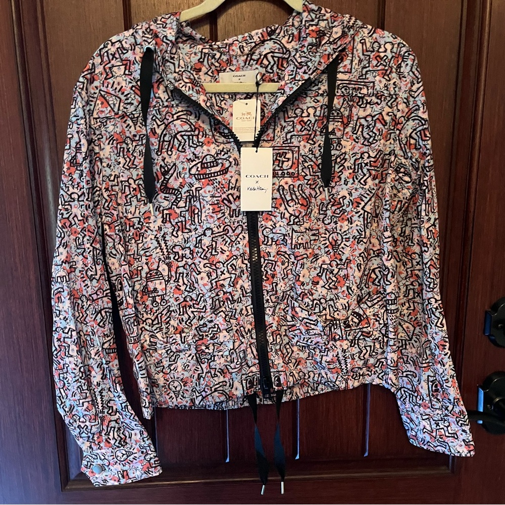 Coach hooded rain jacket
